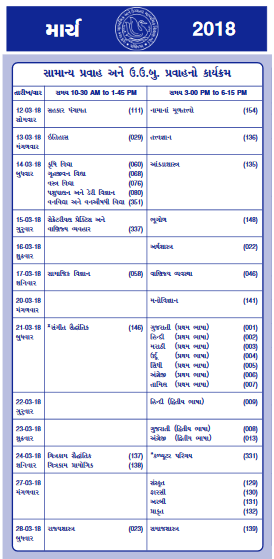 GSEB Class 12 Time Table 2018