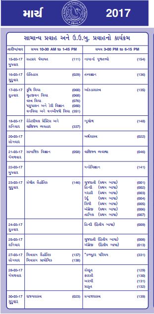 GSEB Class 12 Time Table 2017